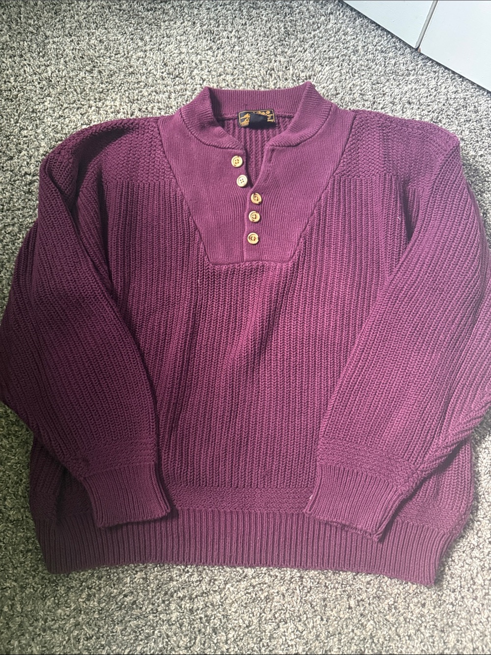 Eddie Bauer Men's Plum V-Neck Henley Sweater